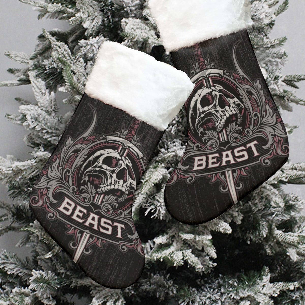 BEAT gothic skull Christmas Socks