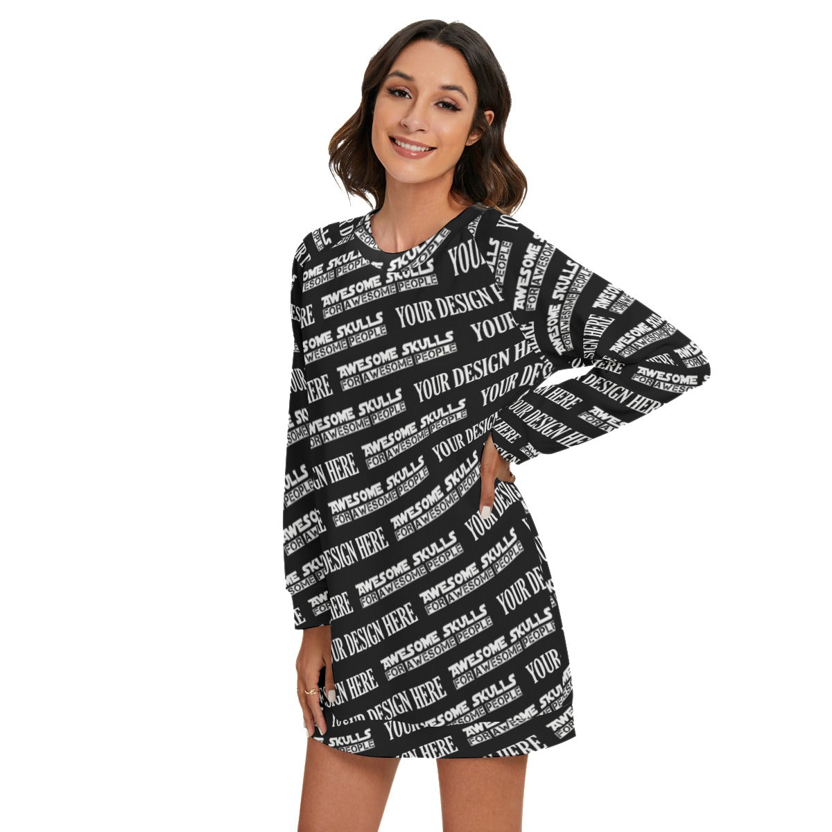 Custom Print on demand POD women's Knitwear & Cardigan Round Neck Raglan Sleeve Sweater