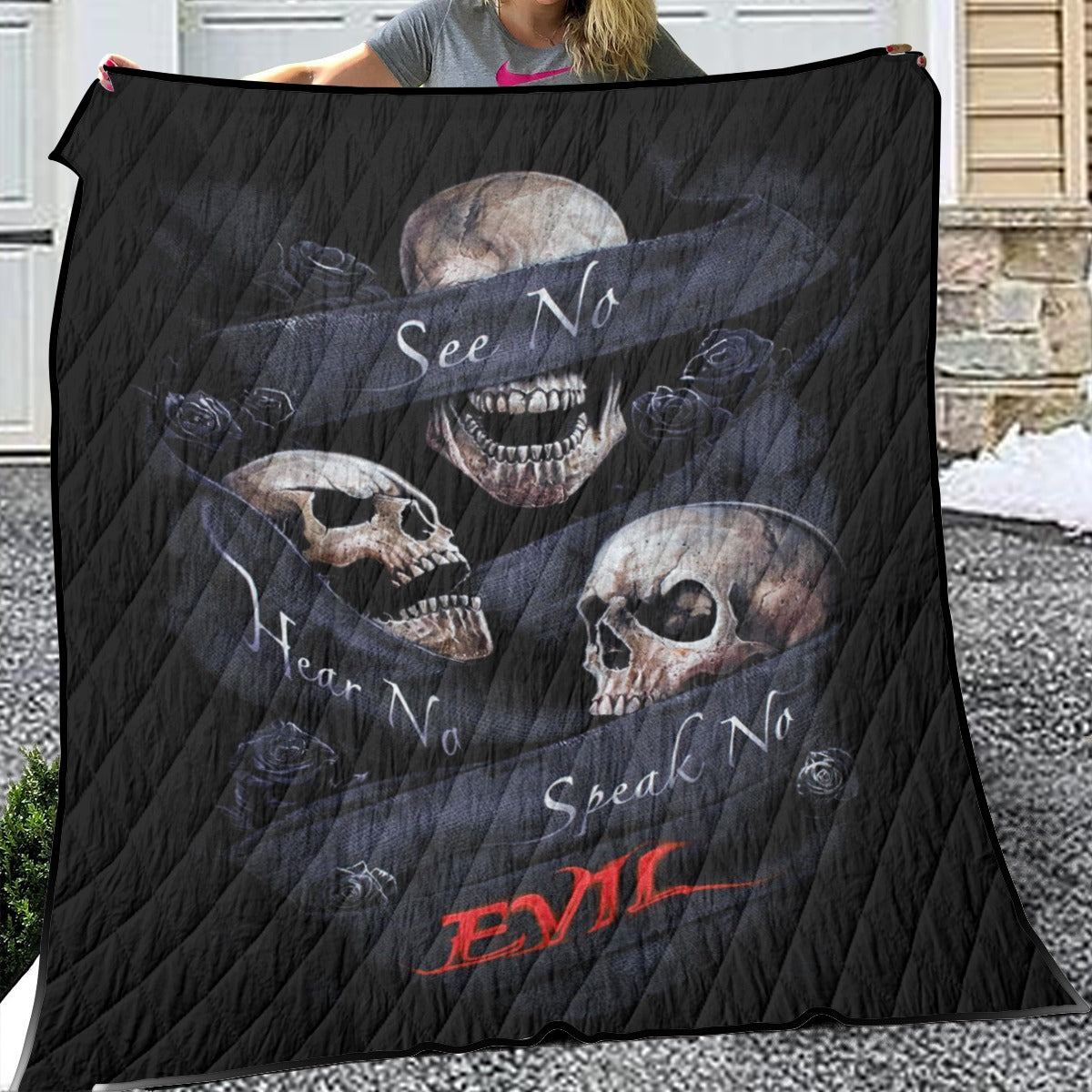 No see no hear no speak evils Household Lightweight & Breathable Quilt