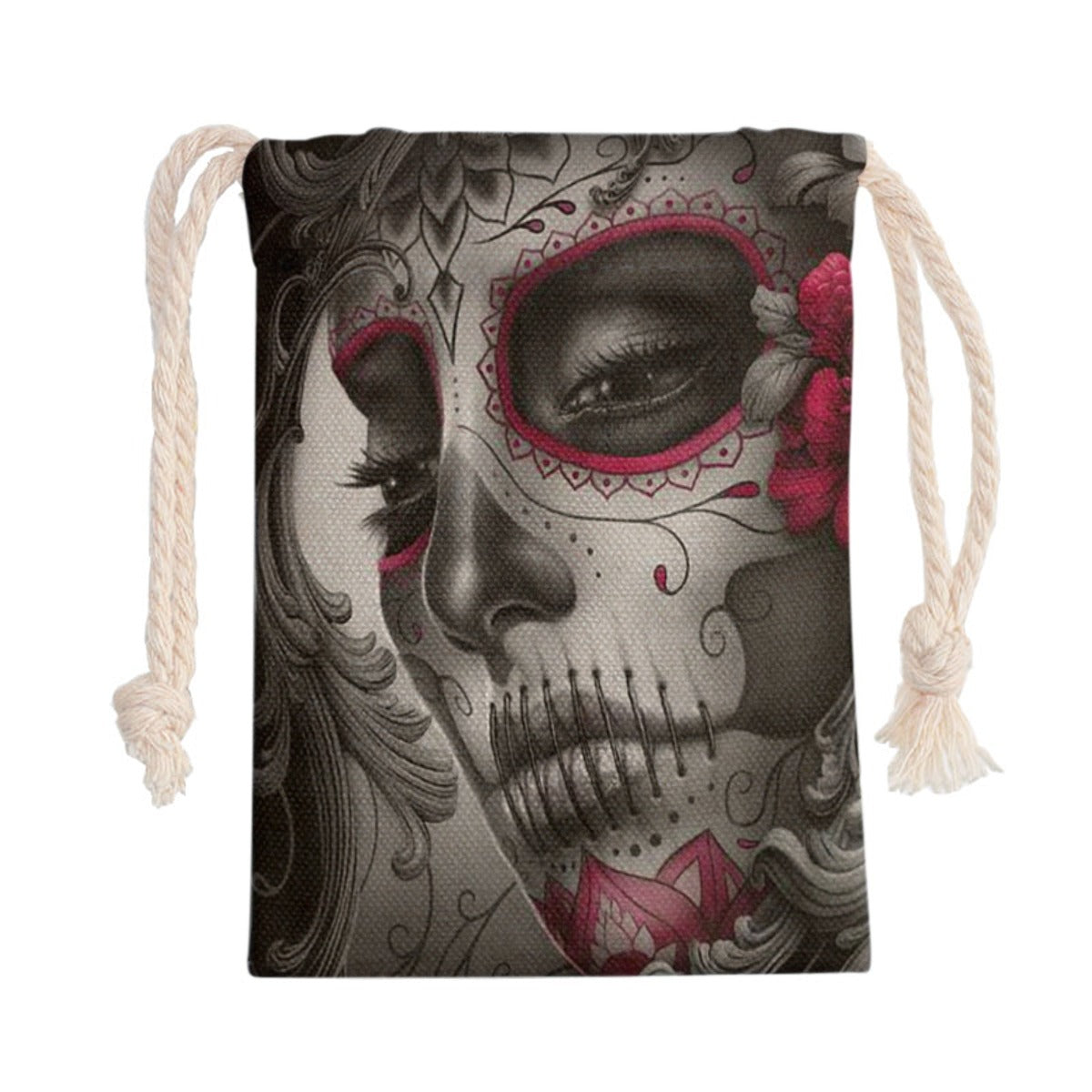 Sugar skull Drawstring Bag, Day of the dead backpack, skull skeleton gothic drawstring bag