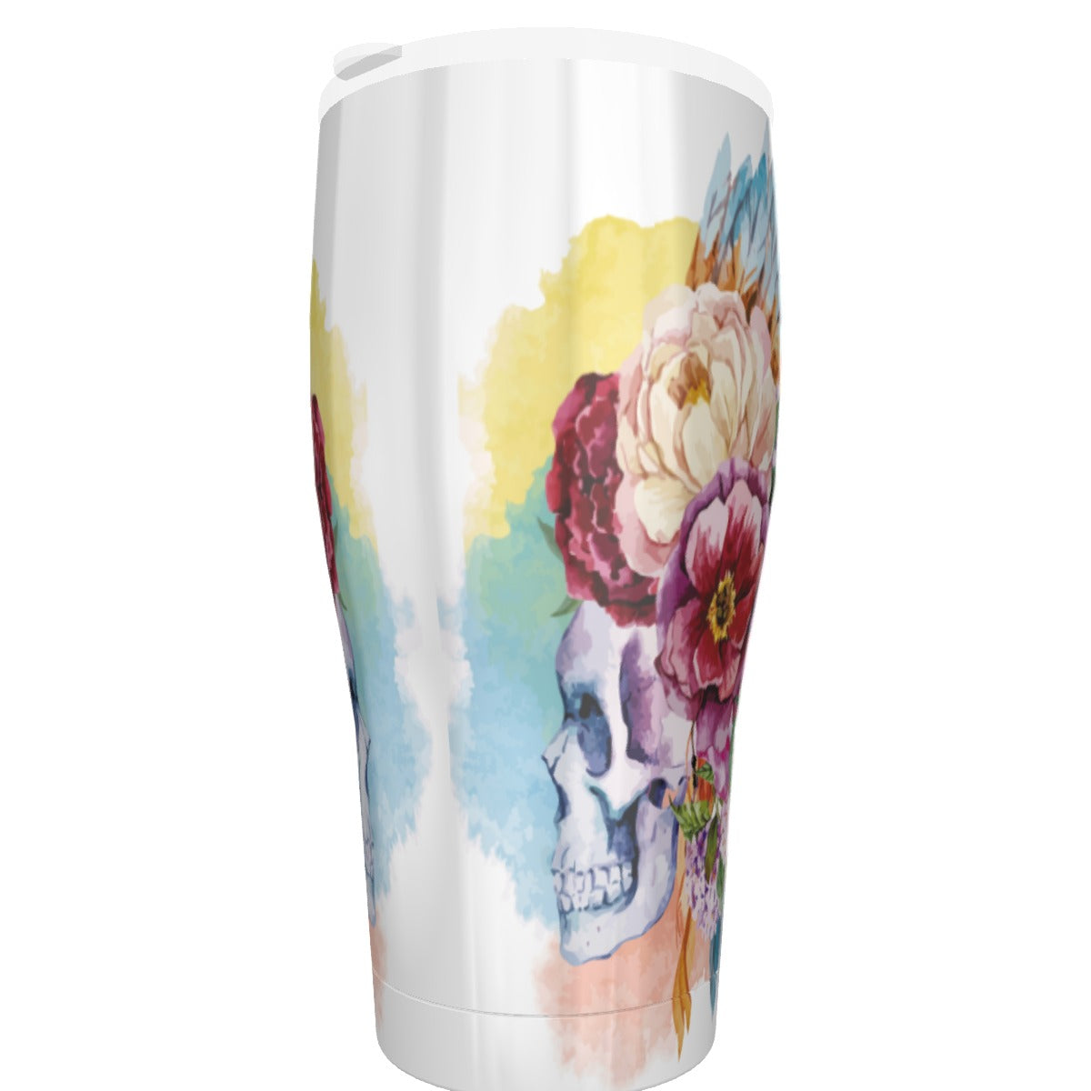 Floral skull Tumbler 30oz, Day of the dead sugar skull tumbler cup mug