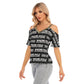 Custom print on demand pod Women's Top Cold Shoulder T-shirt With Golden Elastic Band On Neck