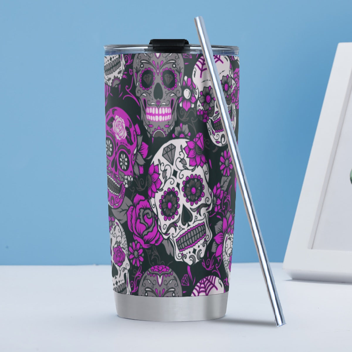 Dia de los muertos sugar skull Tumbler 20oz (with Straw)