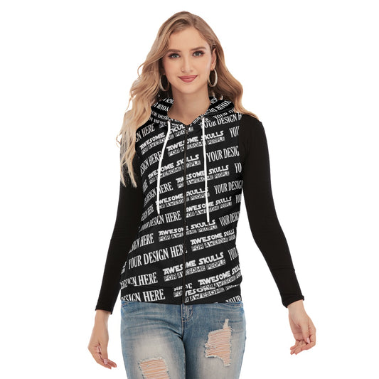 Custom print on demand pod Women's Hoodie Women's Sleeveless Hoodie With Zipper Closure