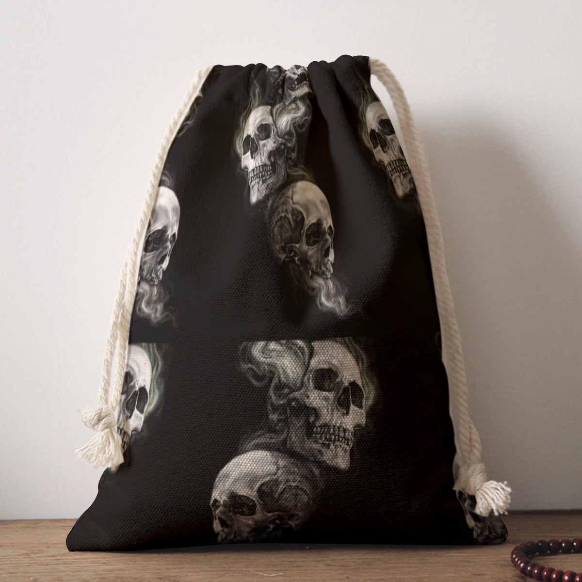 Flaming skull Drawstring Bag, Halloween horror skull bag purse