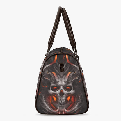 Flame skull Carry on Weekender Overnight Bag, flaming skull Overnight Bag, evil large travel bag, halloween Vacation Holidays Travel Bag
