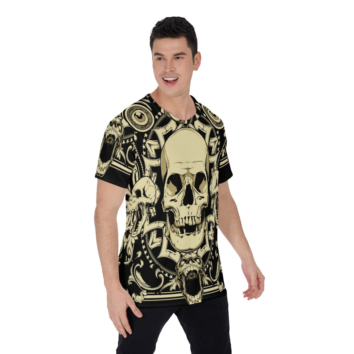 Gothic Skull Men's O-Neck T-Shirt, Halloween skeleton T-shirt, Halloween costume