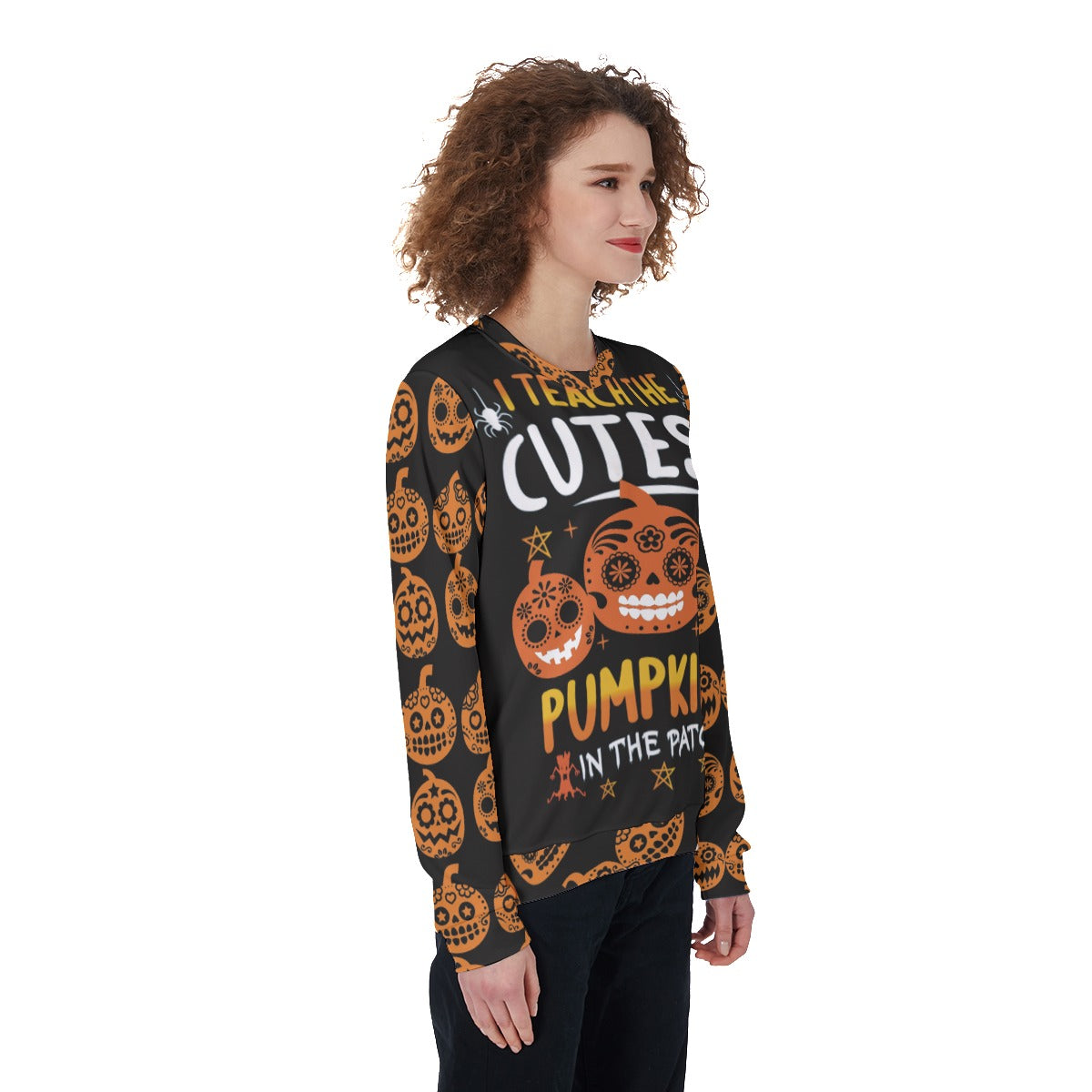 Halloween pumpkin sugar skull Women's Sweatshirt