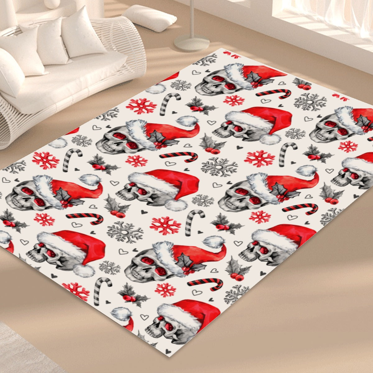 Skull Santa Claus Foldable Rectangular Floor Mat