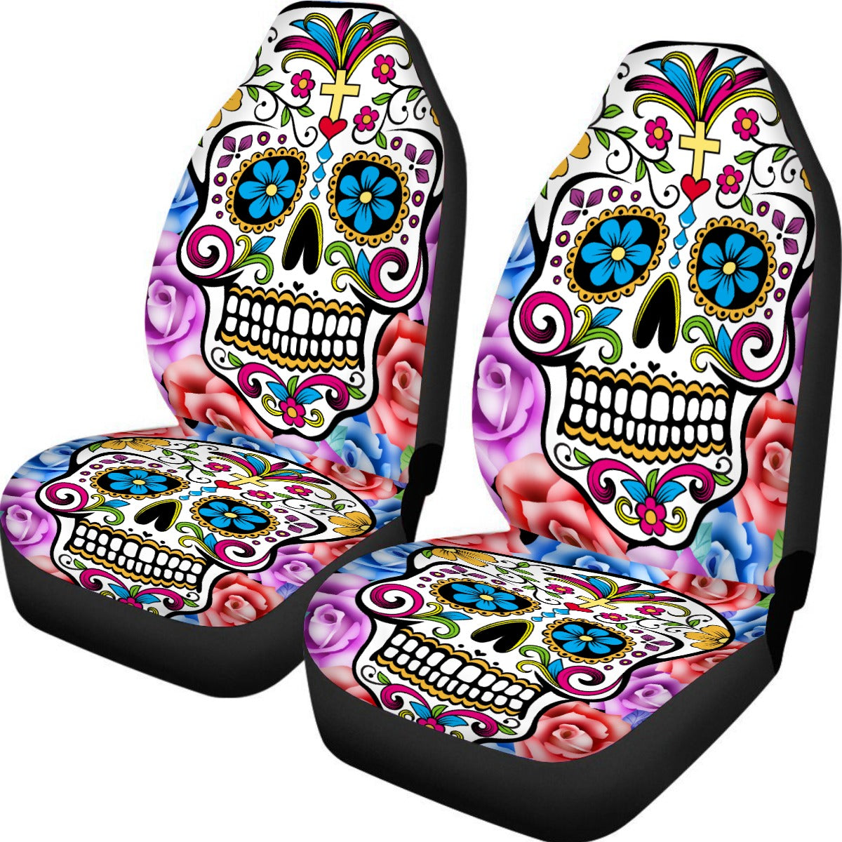 Sugar skull Day of the dead Universal Car Seat Cover With Thickened Back