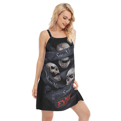 No see no hear no speak evils Women's Sleeveless Cami Dress, skeleton skull dress, skull shirt