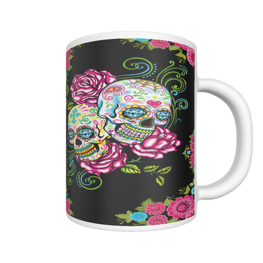 Sugar skull Ceramics mug, Dia de los muertos tumbler