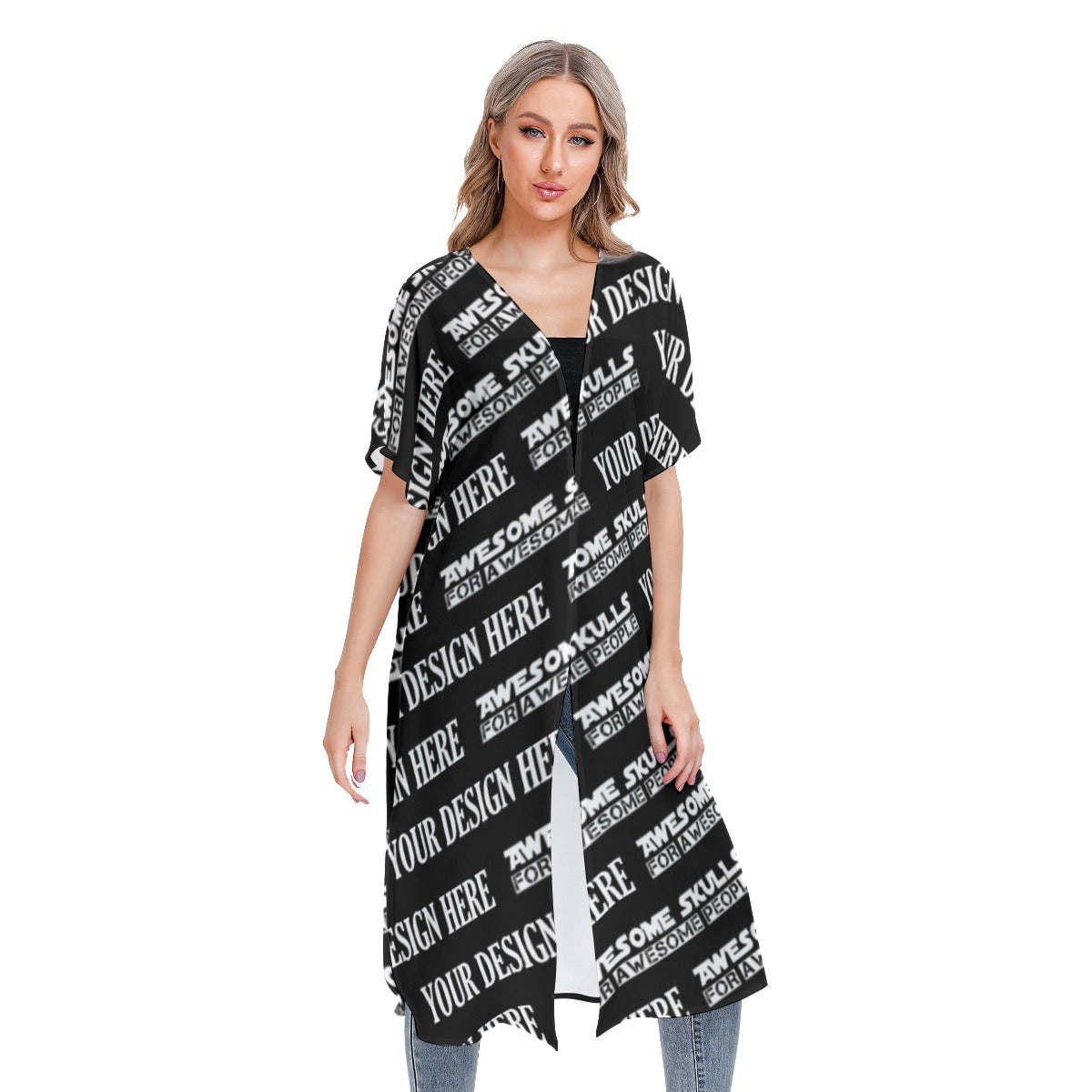 Custom Print on demand POD women's Knitwear & Cardigan Short Sleeve Cardigan