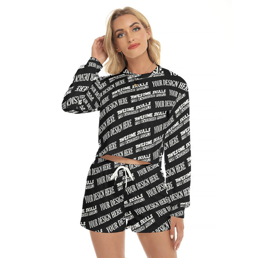 Custom Print on demand POD women's suit Short Sweatshirt And Pants Suit