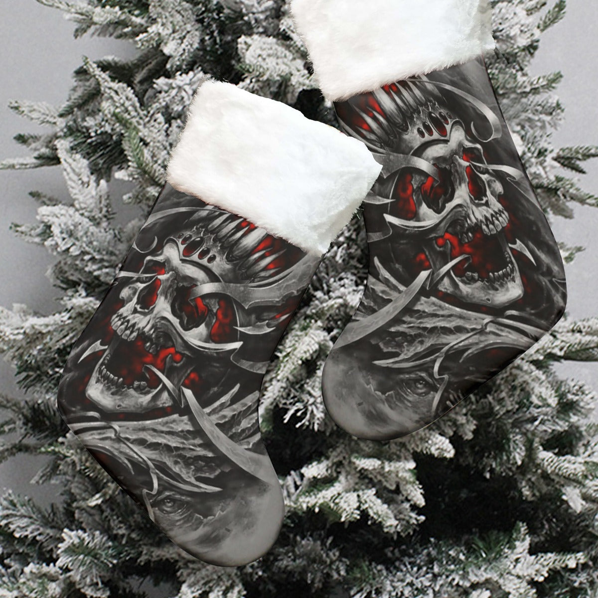 Fire skull stocking All-Over Print Christmas Socks