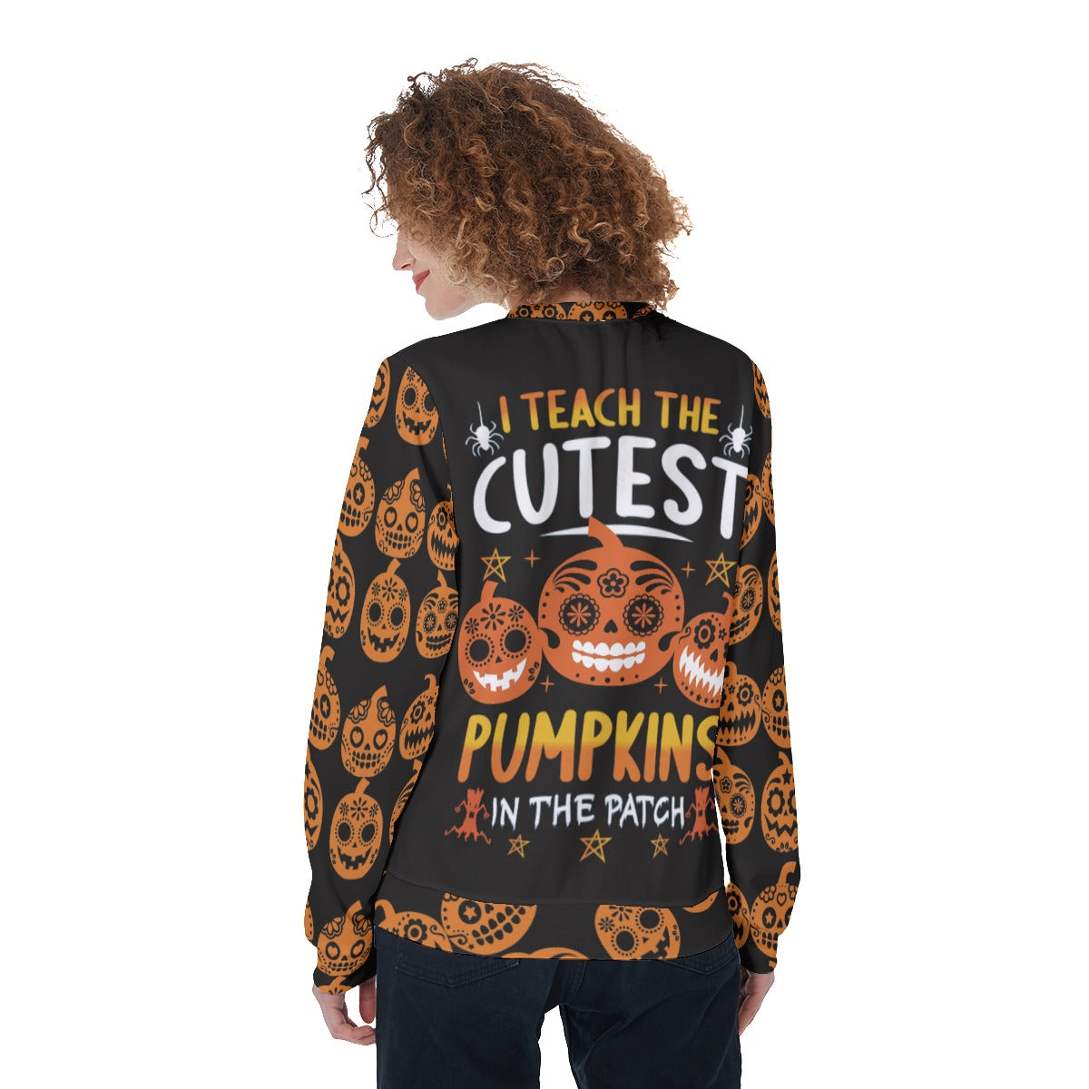 Halloween pumpkin sugar skull Women's Sweatshirt