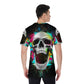 Flaming skull Men's O-Neck T-Shirt, Gothic Halloween Skeleton skull shirt tshirt
