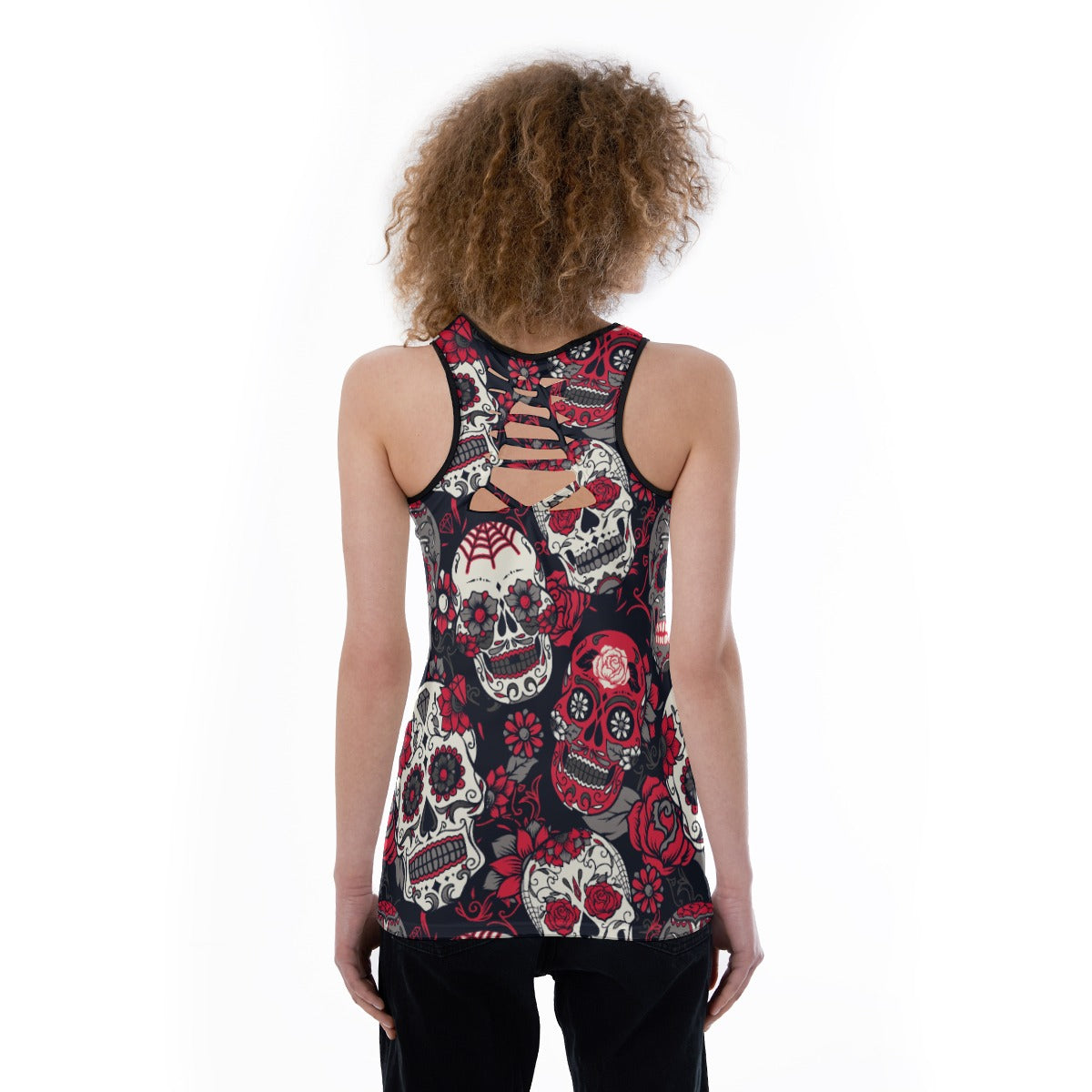 Sugar skull All-Over Print Women's Back Hollow Tank Top