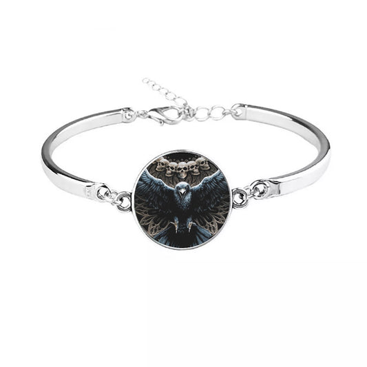 Skull bird gothic Bracelet, Skeleton Jewelry, Gothic Halloween skull custom bracelet