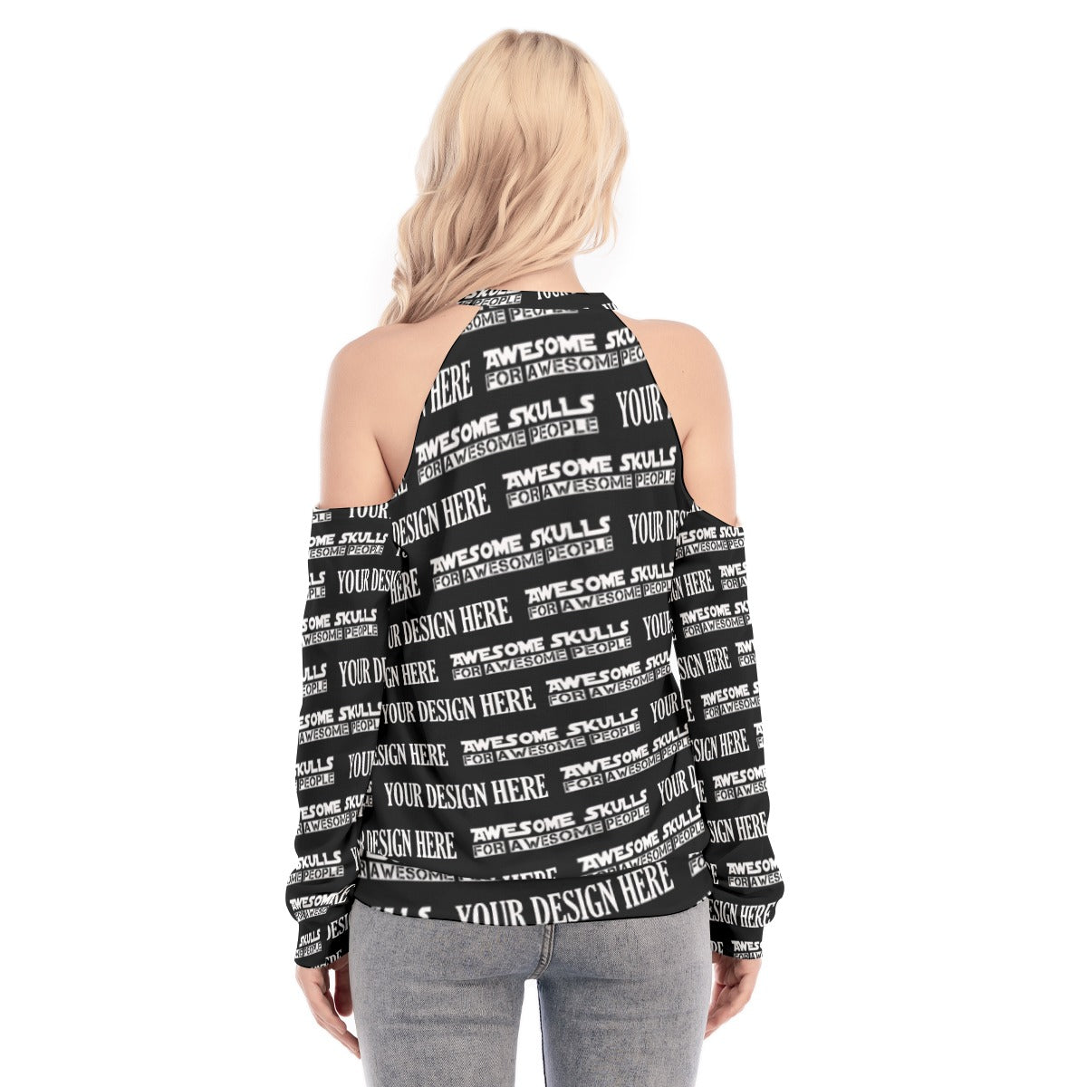 Custom print on demand pod Women's Hoodie Cold Shoulder Sweatirt