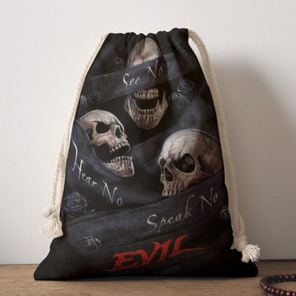 No see no hear no speak evils Print Drawstring Bag