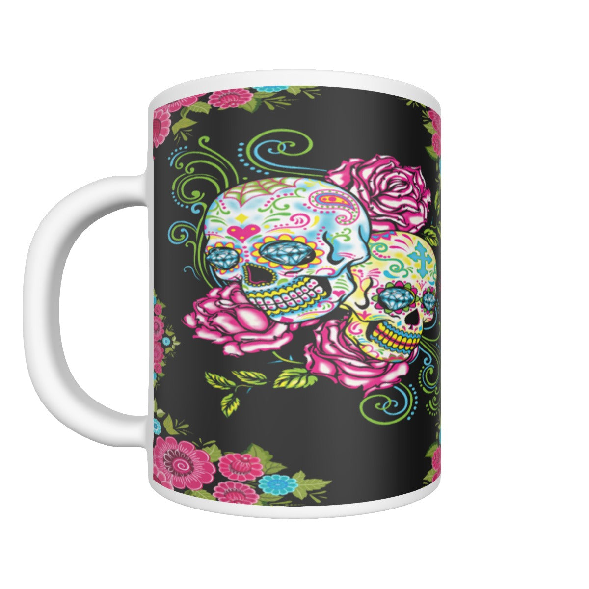 Sugar skull Ceramics mug, Dia de los muertos tumbler