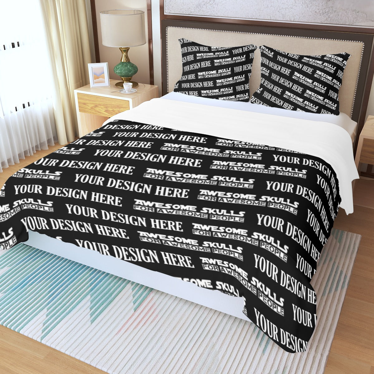 Custom Print on demand POD Three Piece Duvet Cover Set