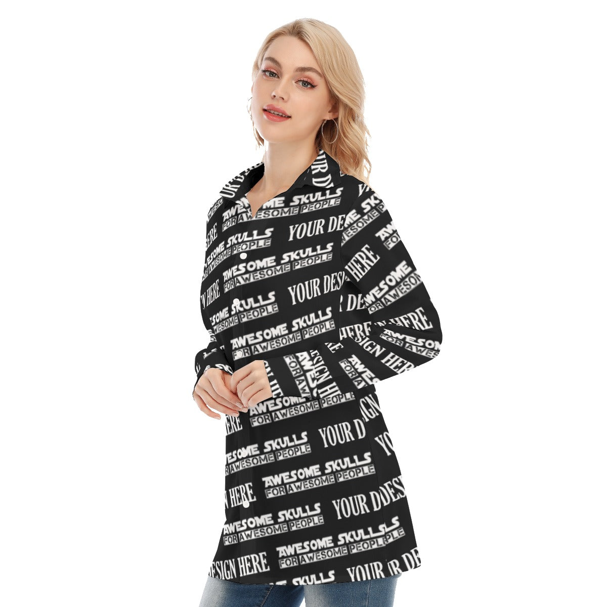 Custom print on demand pod Women's Shirts Long Shirt