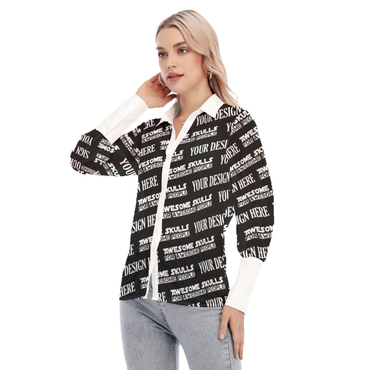 Custom print on demand pod Women's Shirts Mesh Blouse