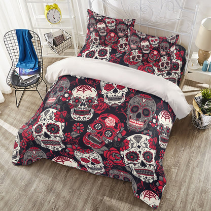 Day of the dead Four-piece Duvet Cover Set, sugar skull dia de los muertos bedding set cover