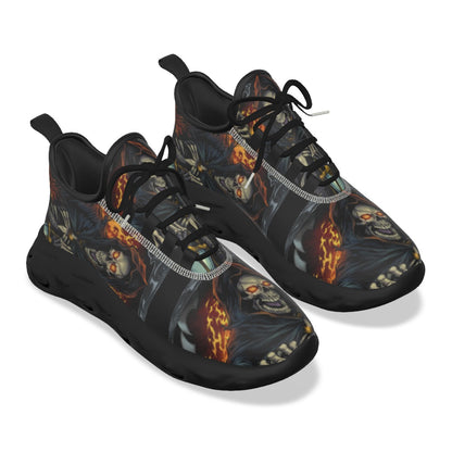 Flaming grim reaper skull Men's Light Sports Shoes
