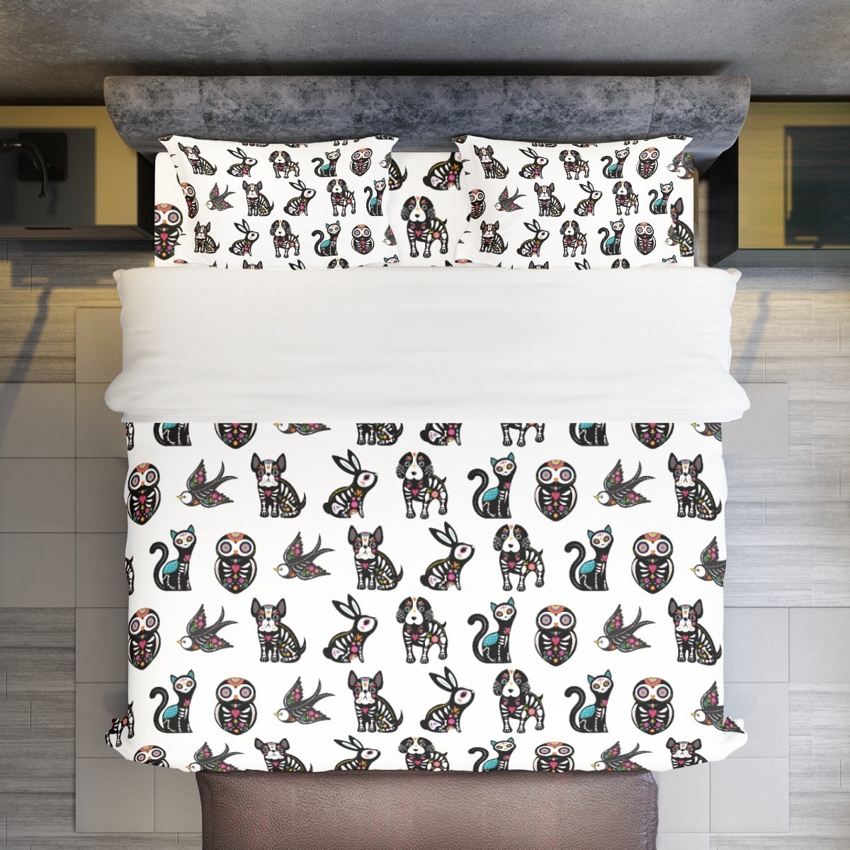 Day of the dead sugar skull animal Four-piece Duvet Cover Set