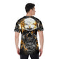 Gothic flaming fire skull Men's O-Neck T-Shirt, Grim reaper skull shirt, skull t-shirt