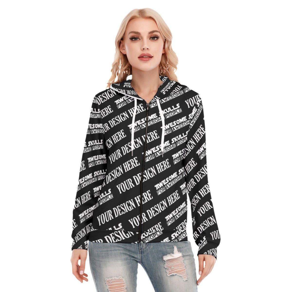 Custom print on demand pod Women's Hoodie With Zipper