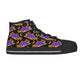 Halloween witch Women's Black Sole Canvas Shoes, Skeleton skull shoes