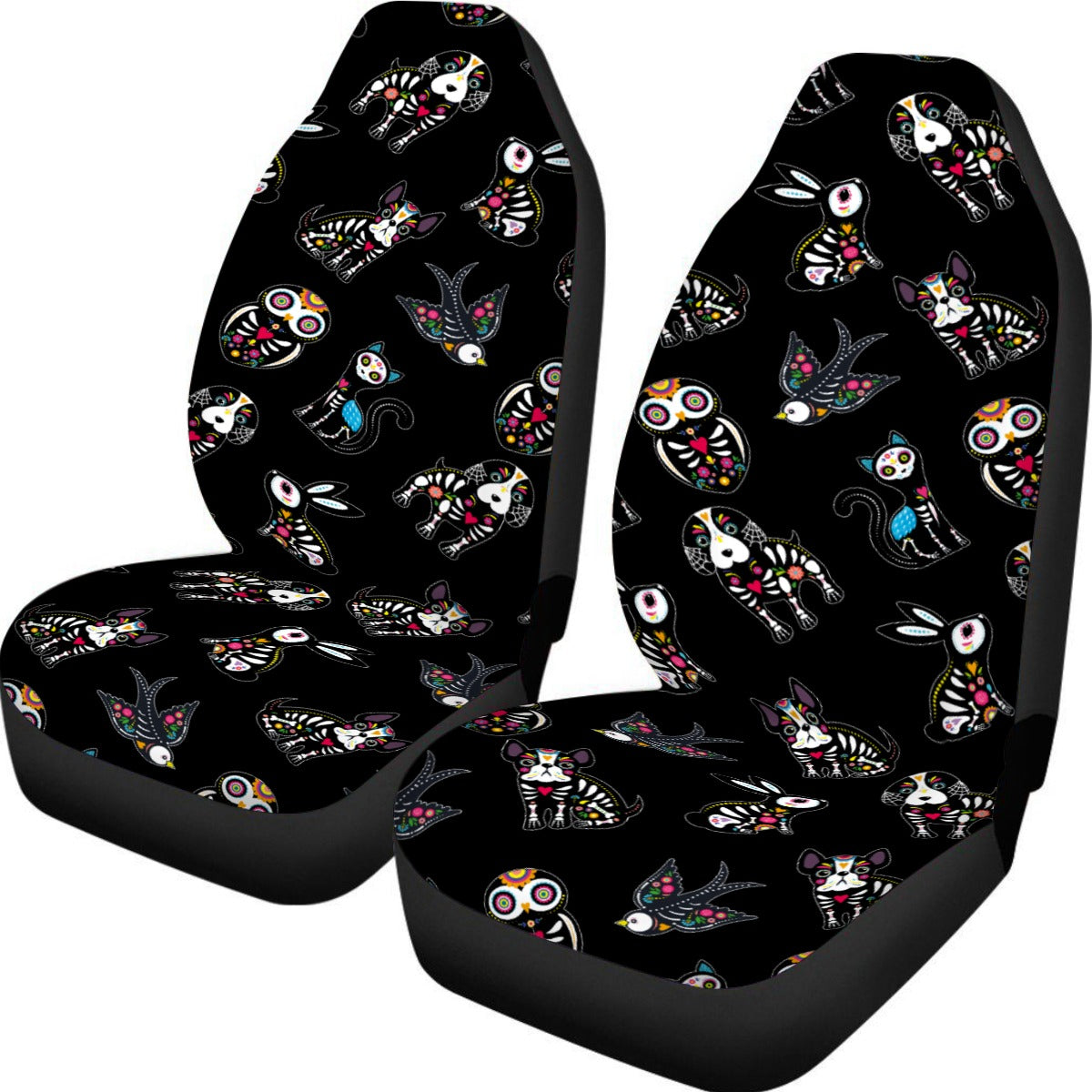 Sugar skull animal Universal Car Seat Cover With Thickened Back