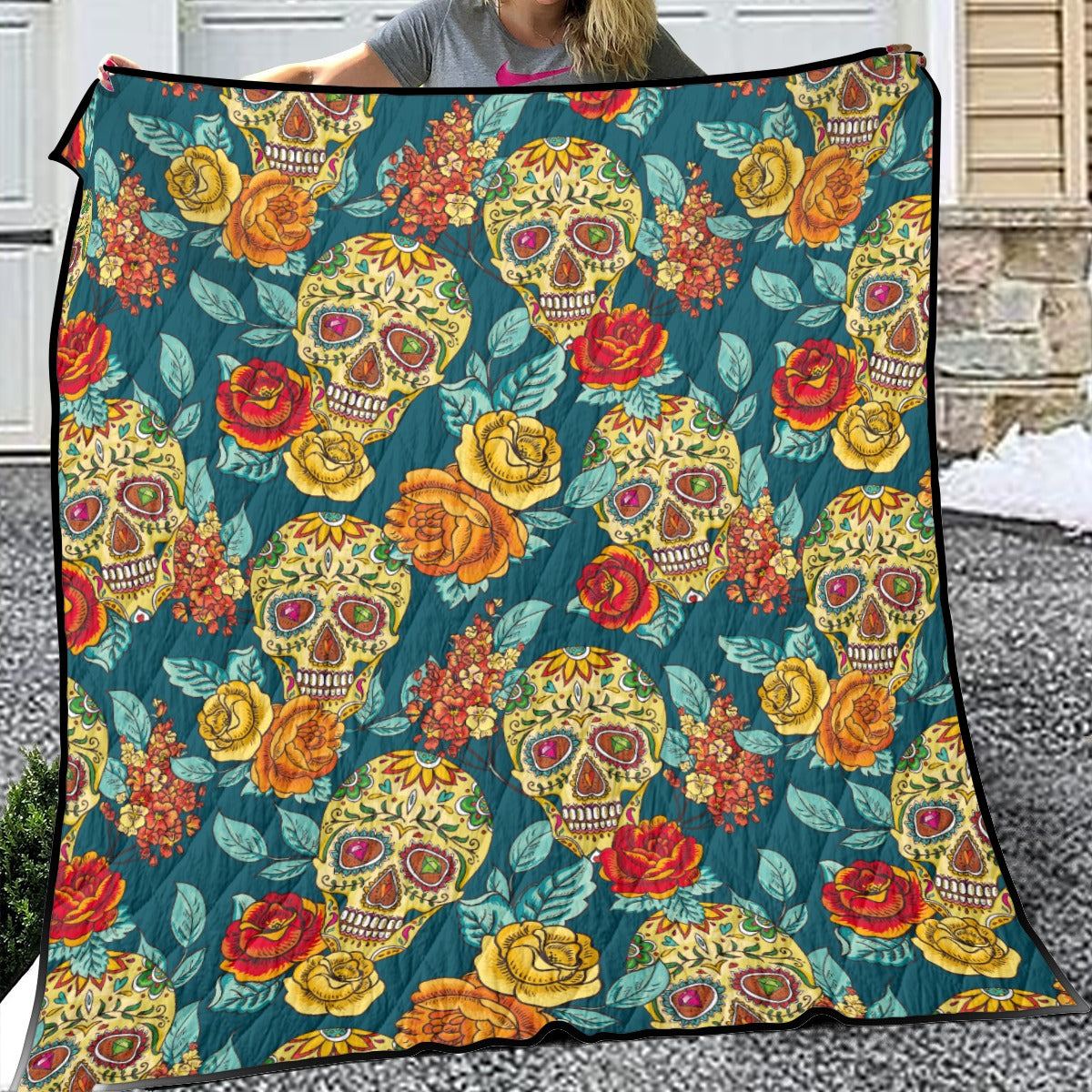 Day of the dead sugar skull Household Lightweight & Breathable Quilt