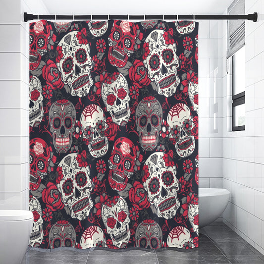 Dia de los muertos sugar skull Shower Curtains 150（gsm), floral skull skeleton shower curtains