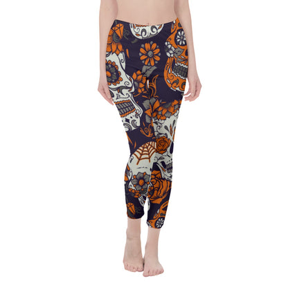 Orange All-Over Print Casual Leggings