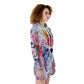Floral skull All-Over Print Women's Heavy Fleece Long Hoodie
