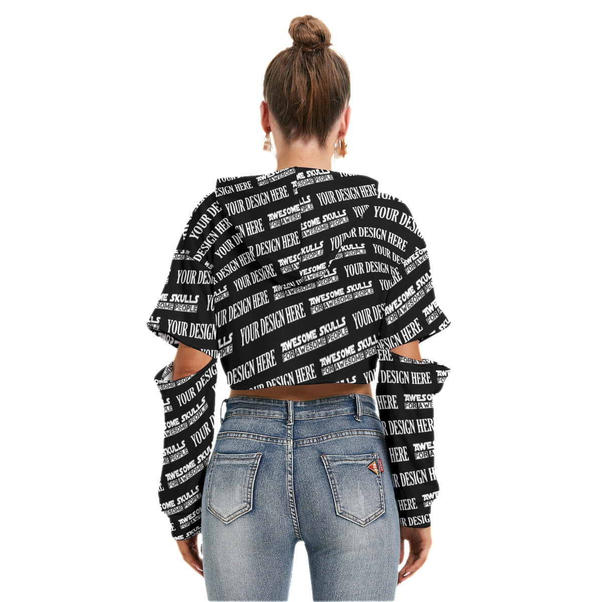 Custom print on demand pod Women's Hoodie Women's Heavy Fleece Hoodie With Hollow Out Sleeve