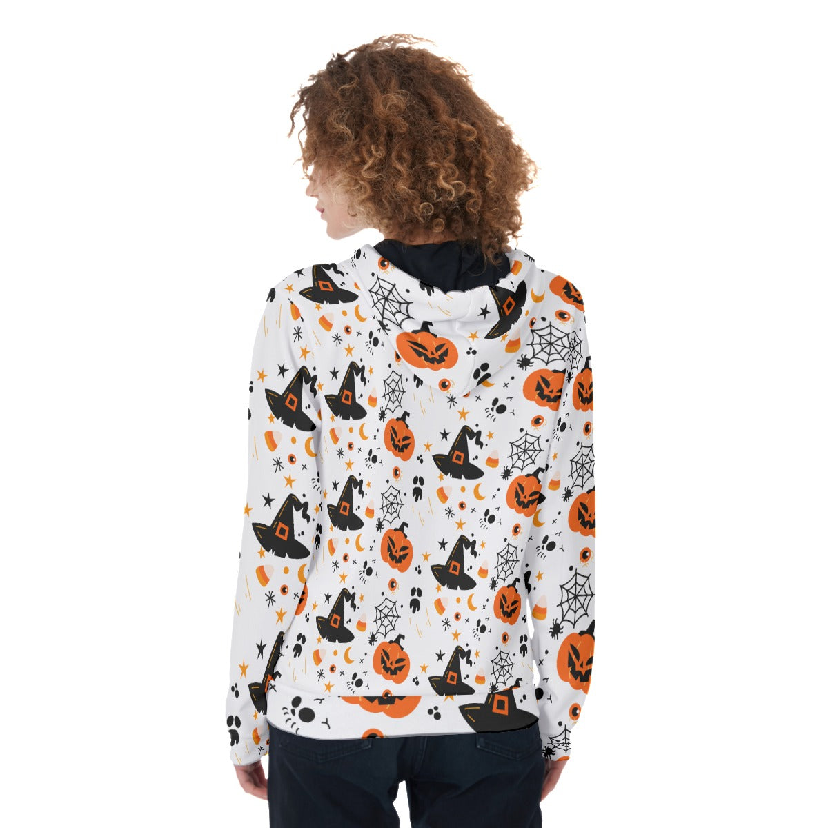 Gothic Halloween skeleton pumpkin Women's Zip Up Hoodie