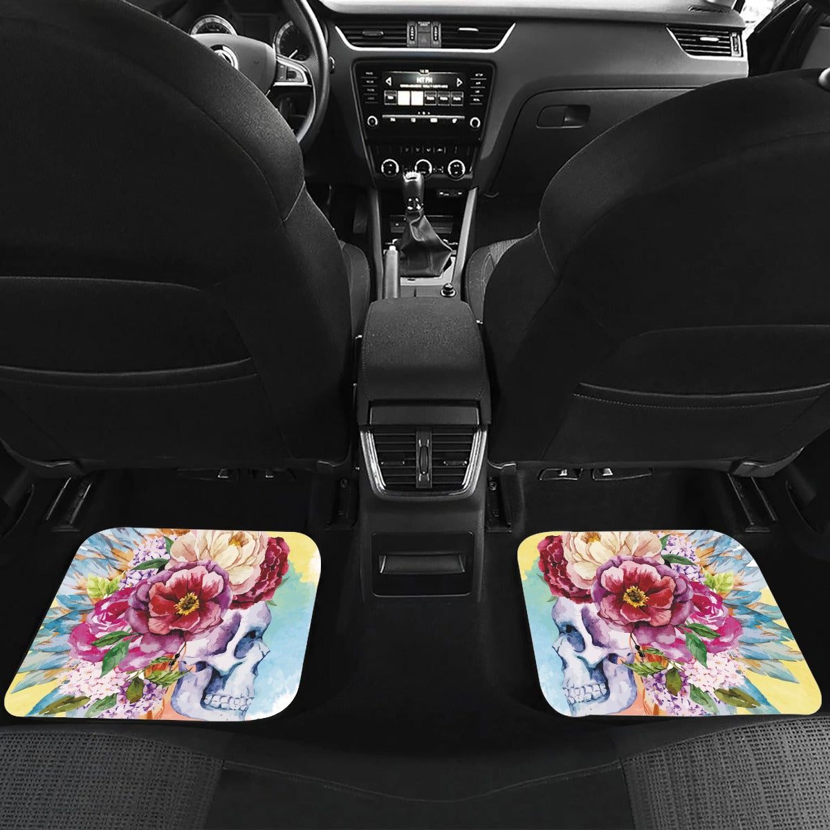 4pcs Gothic floral sugar skull Day of the dead Car Mats