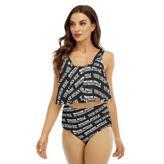 Custom Print on demand POD women's swimsuit Ruffled Vest Bikini Swimsuit