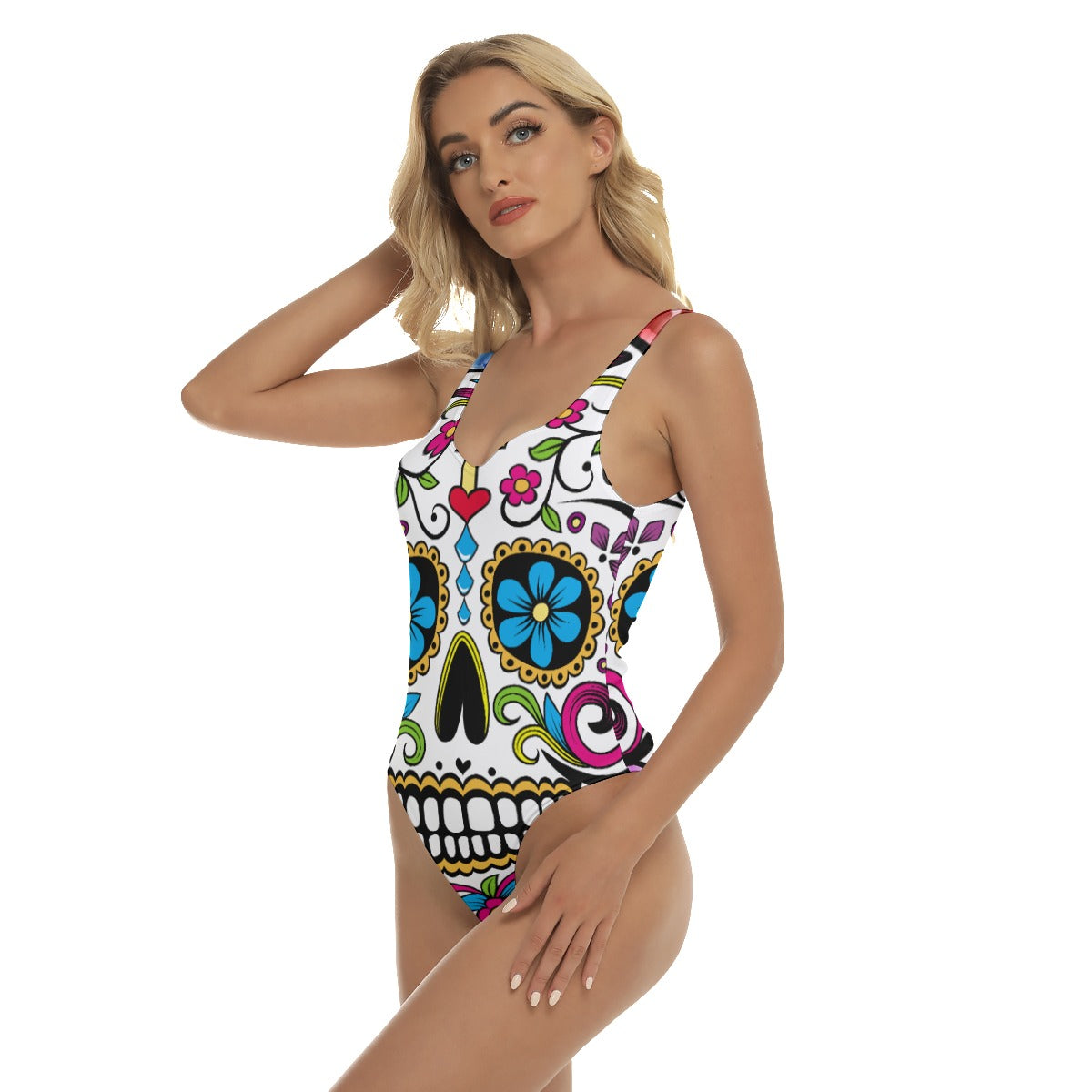 Dia de los muertos sugar skull Women's One-piece Swimsuit