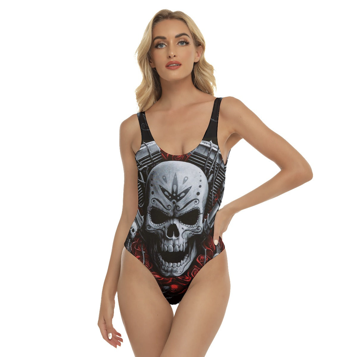 Gothic skull Women's One-piece Swimsuit, Halloween skull swimsuit, day of the dead swimsuit