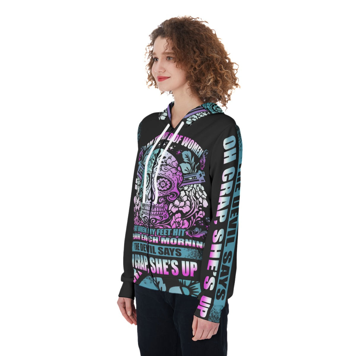 Sugar skull gothic Women's Zip Up Hoodie