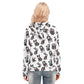 Mexican skull Women's Hoodie With Zipper, Day of the dead skull zip hoodie sweatshirt