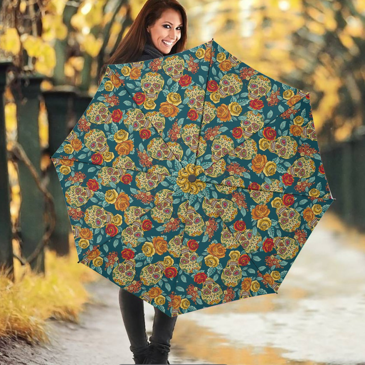 Sugar skull day of the dead skull Umbrella