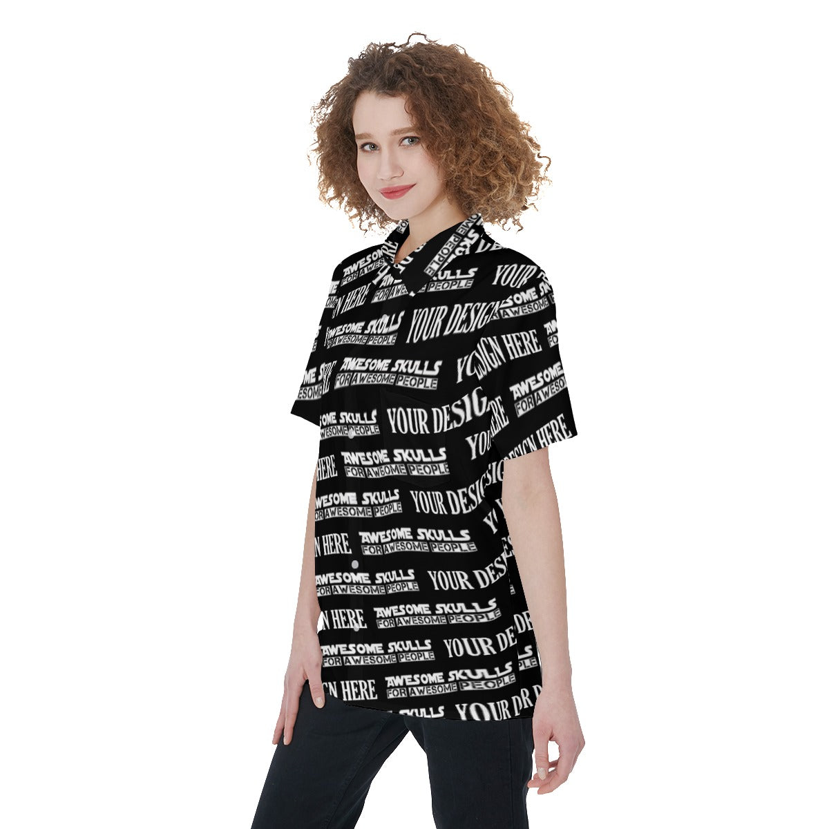 Custom print on demand pod Women's Shirts Short Sleeve Shirt With Pocket